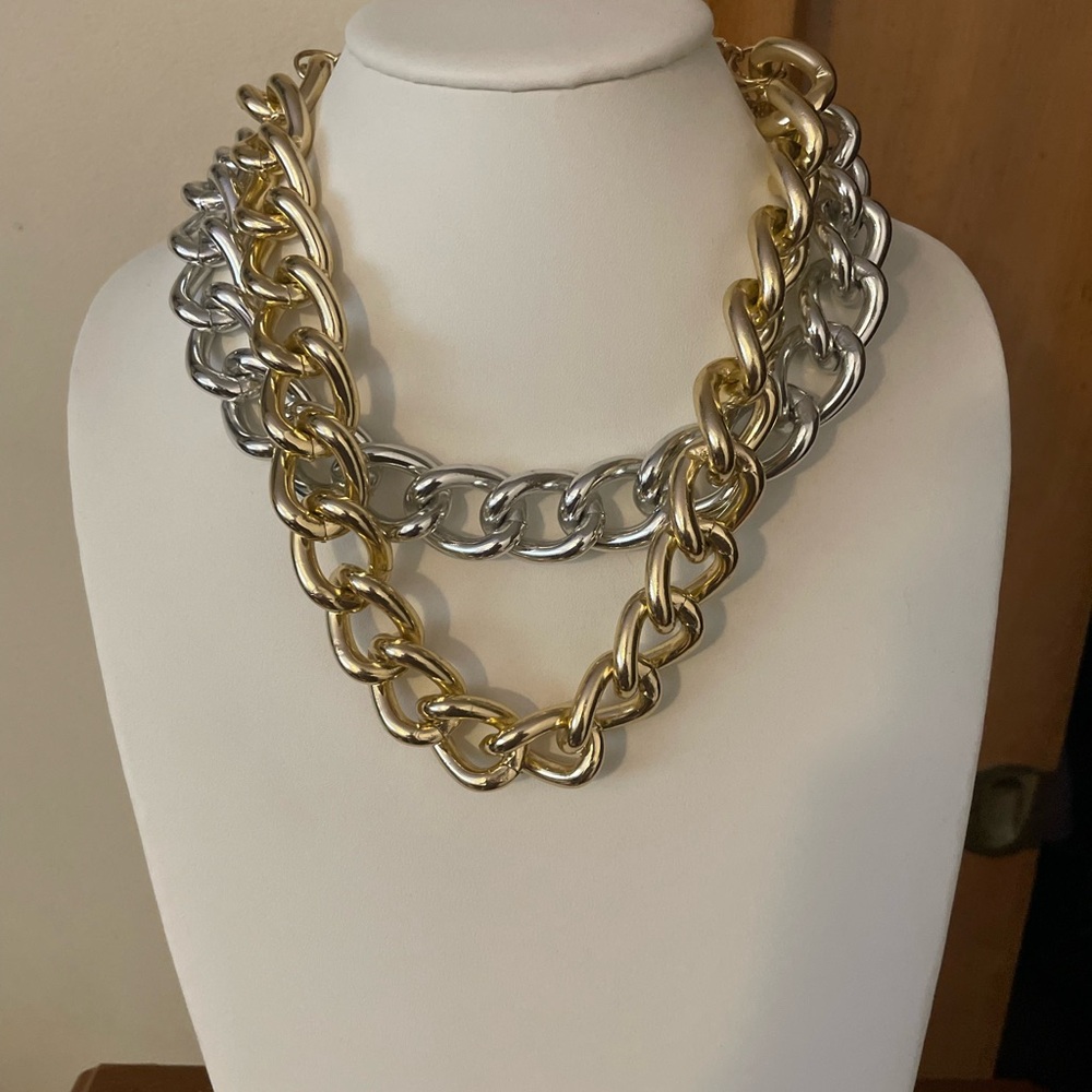 Ashley Stewart Bold Gold and Silver Necklace
